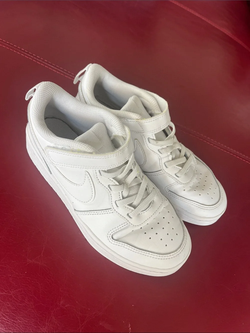 Like New Nike Kids Air Force One All-White Velcro Low EasyOn Sneakers Sz 2.5Y